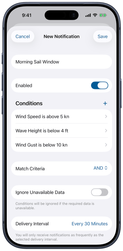 Custom threshold notifications